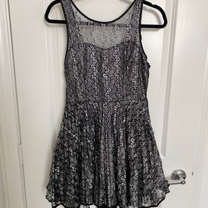 Black and metallic grey mini party dress